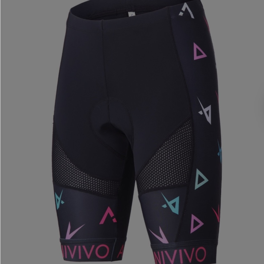 ANIVIVO Black 4D Gel Cycling Shorts with Colorful Accents and Mesh Cutout